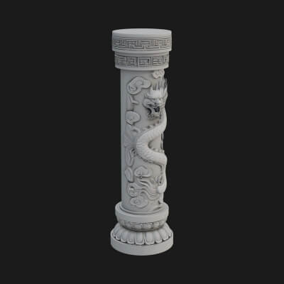Oriental Stone Column Design 7 3D Print Model