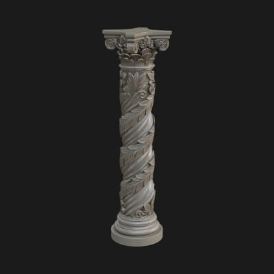 Oriental Stone Column Design 8 3D Print Model