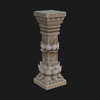 Oriental Stone Column Design 9 3D Print Model