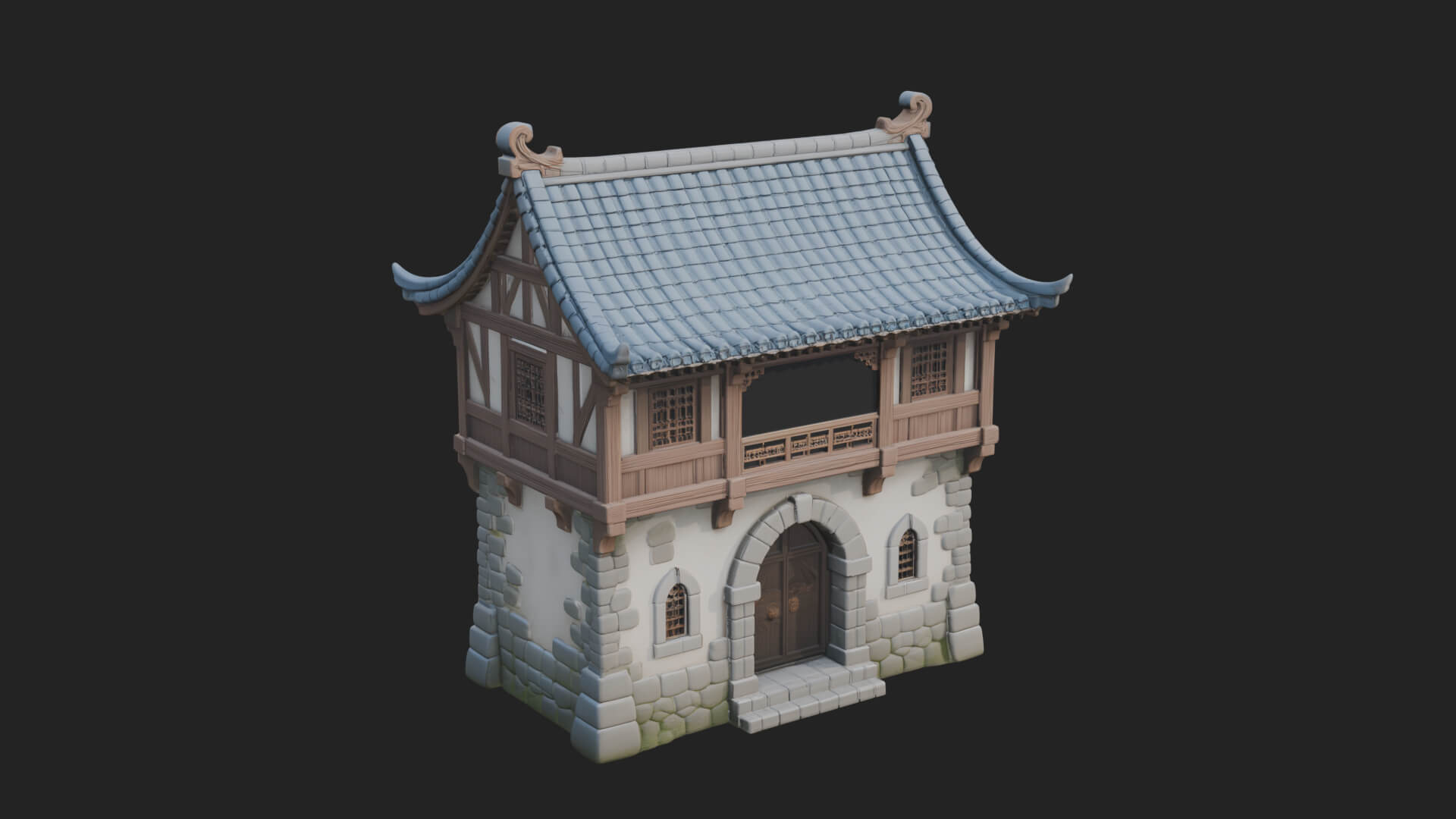 Oriental Wooden House Design 2 3D Print Model 3D Model