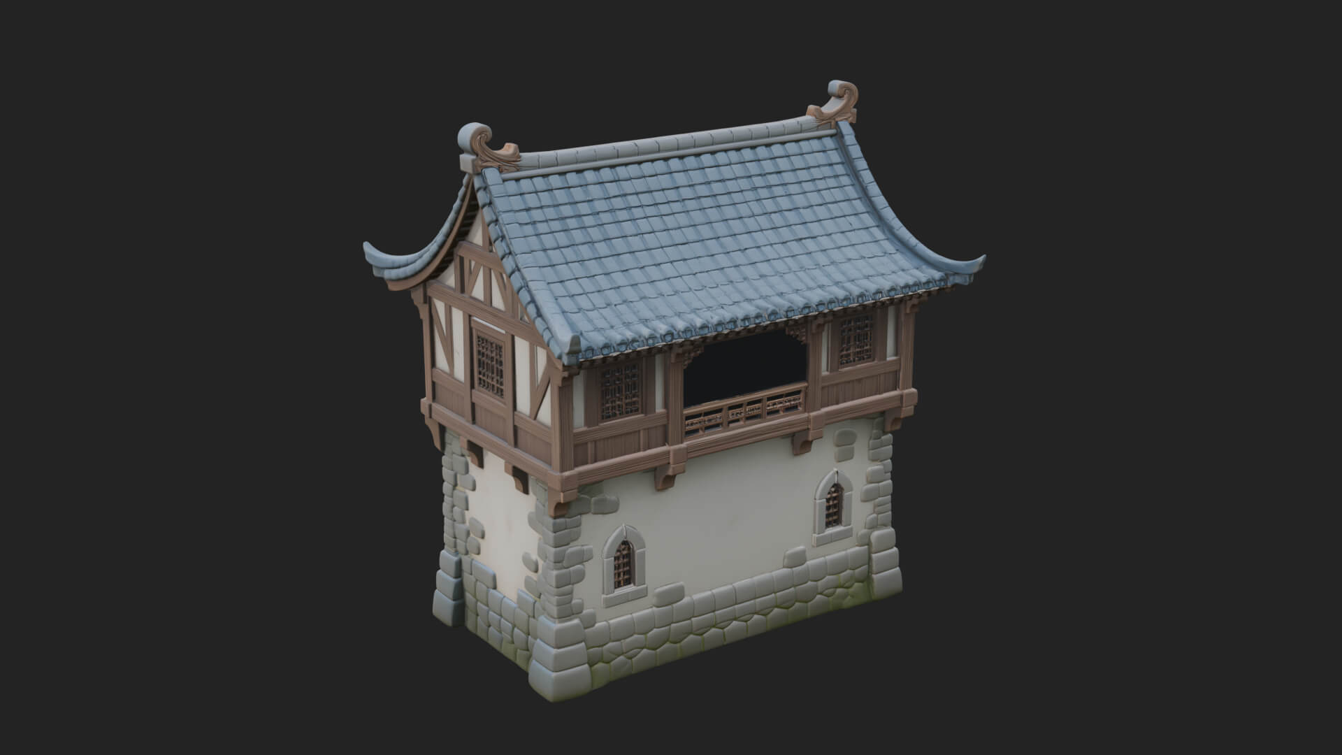 Oriental Wooden House Design 2 3D Print Model 3D Model
