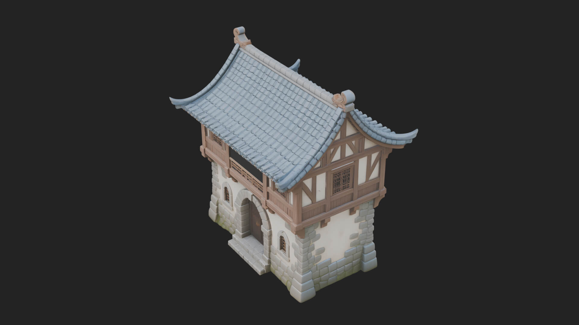 Oriental Wooden House Design 2 3D Print Model 3D Model