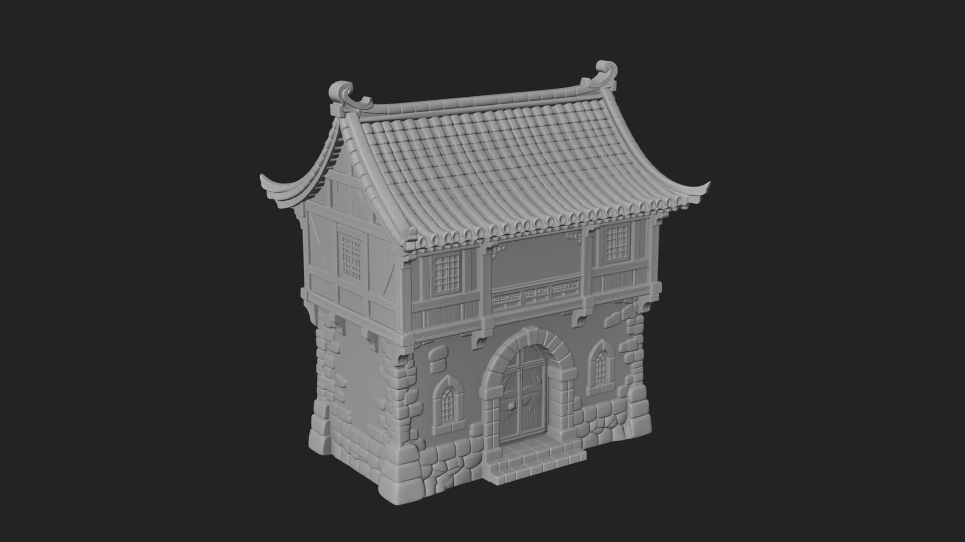 Oriental Wooden House Design 2 3D Print Model 3D Model