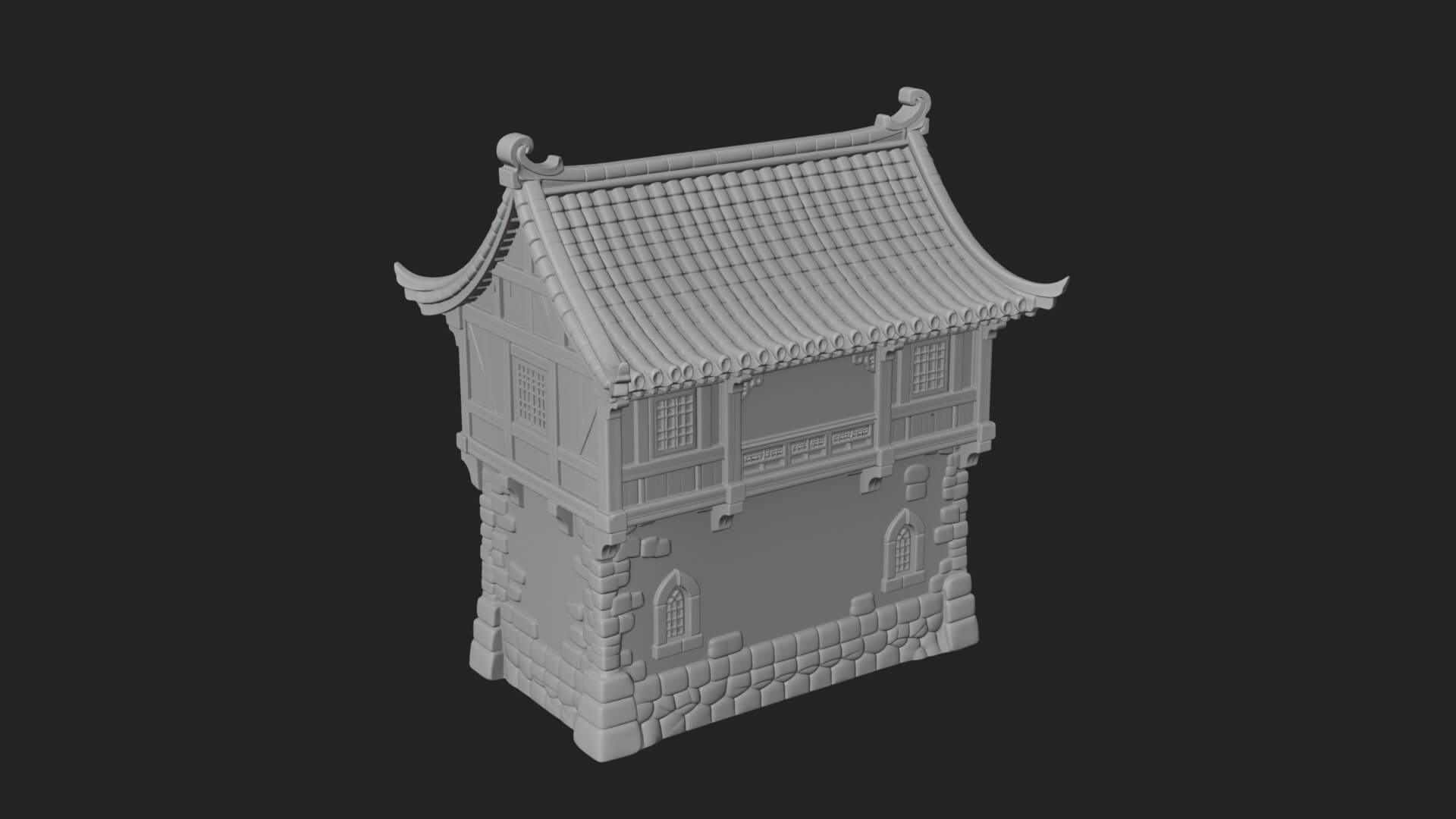 Oriental Wooden House Design 2 3D Print Model 3D Model