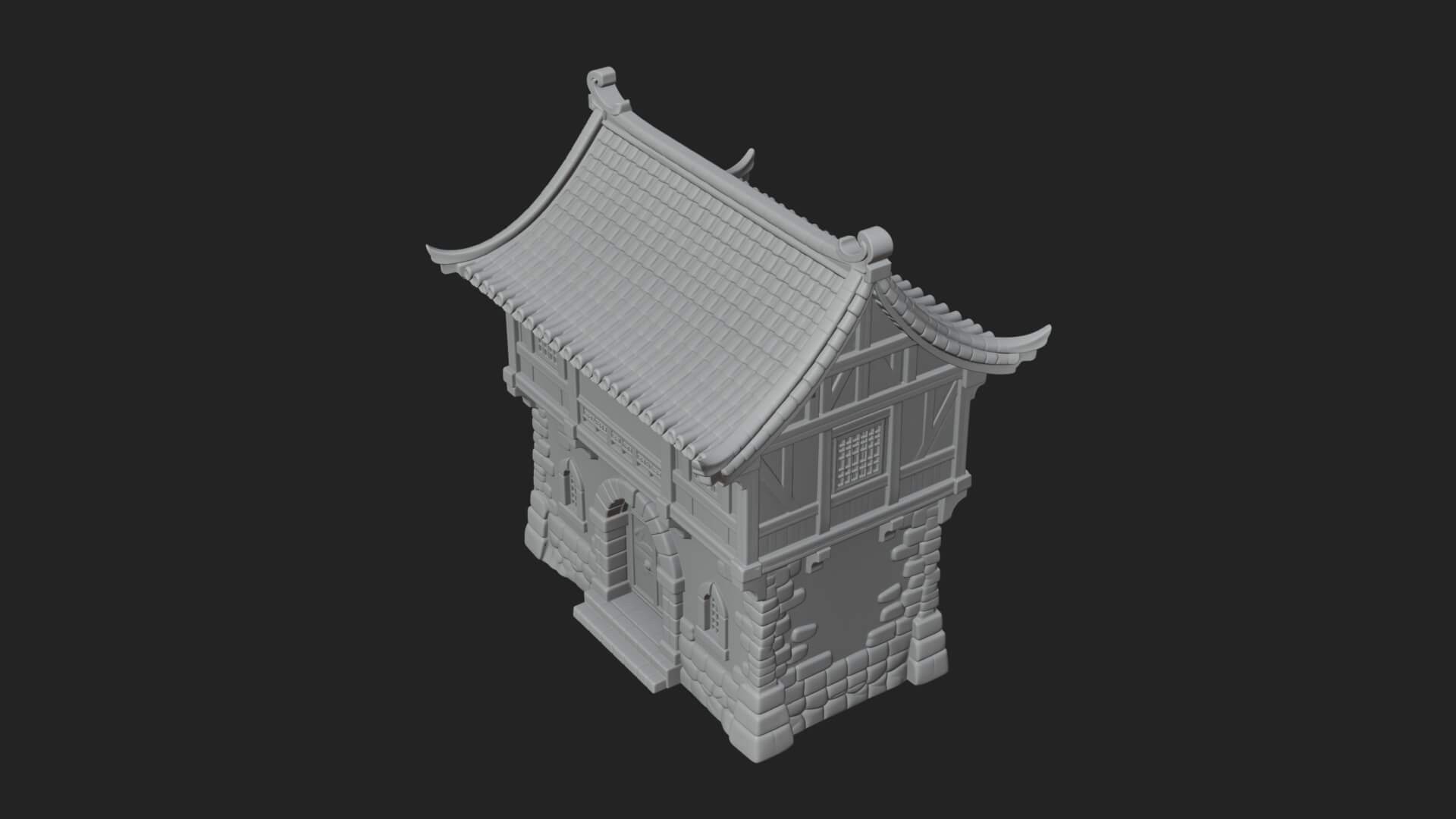Oriental Wooden House Design 2 3D Print Model 3D Model