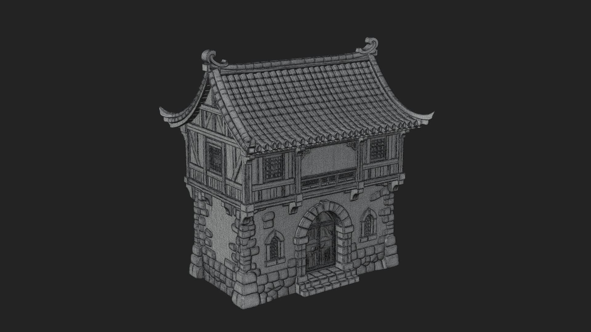 Oriental Wooden House Design 2 3D Print Model 3D Model
