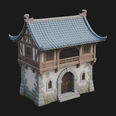 Oriental Wooden House Design 2 3D Print Model