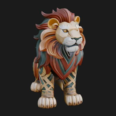 Ornate Carved Lion Statue Design 2 3D Print Model
