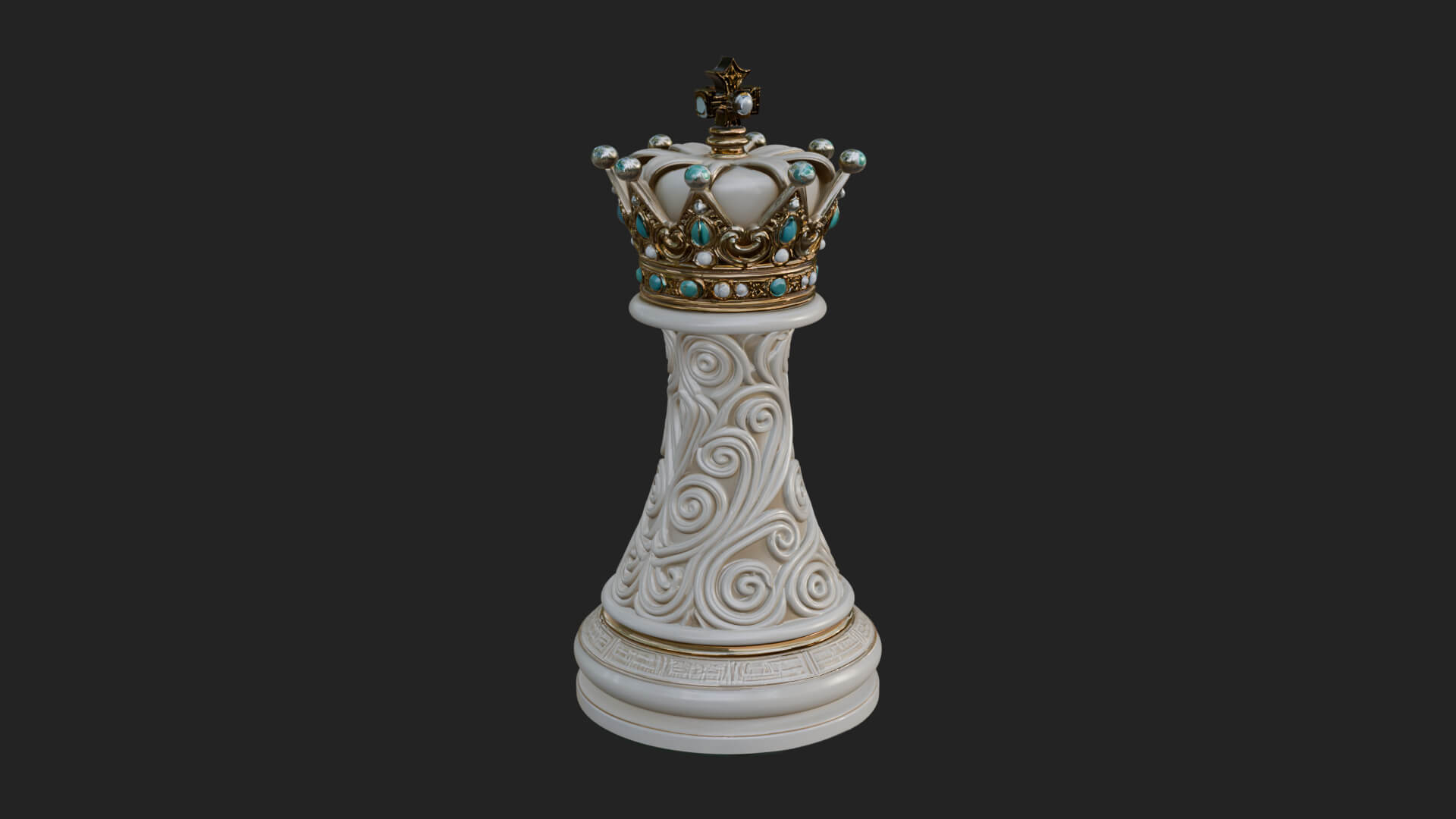 Ornate Chess Piece Statue Design 119 3D Print Model 3D Model