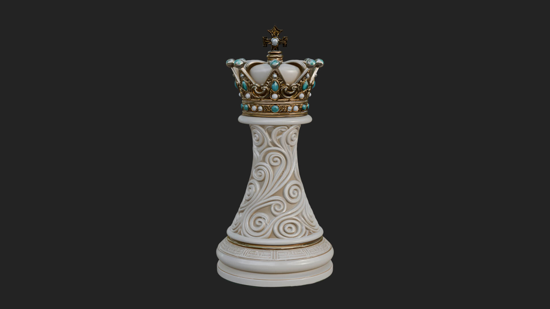 Ornate Chess Piece Statue Design 119 3D Print Model 3D Model