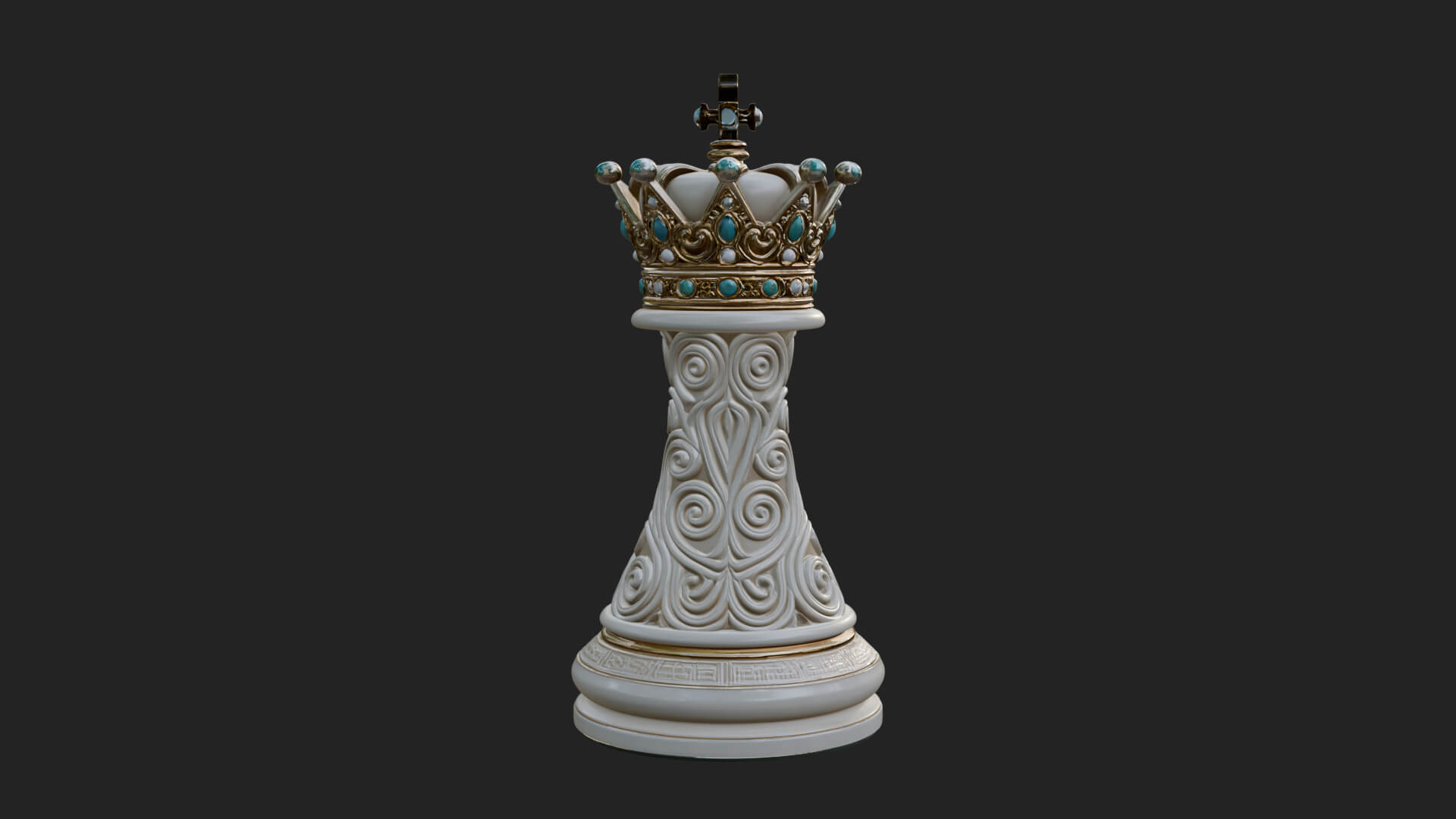 Ornate Chess Piece Statue Design 119 3D Print Model 3D Model