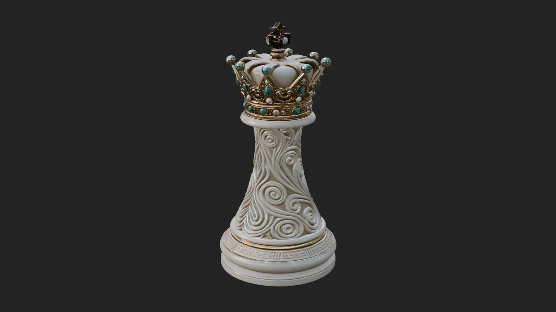 Ornate Chess Piece Statue Design 119 3D Print Model 3D Model