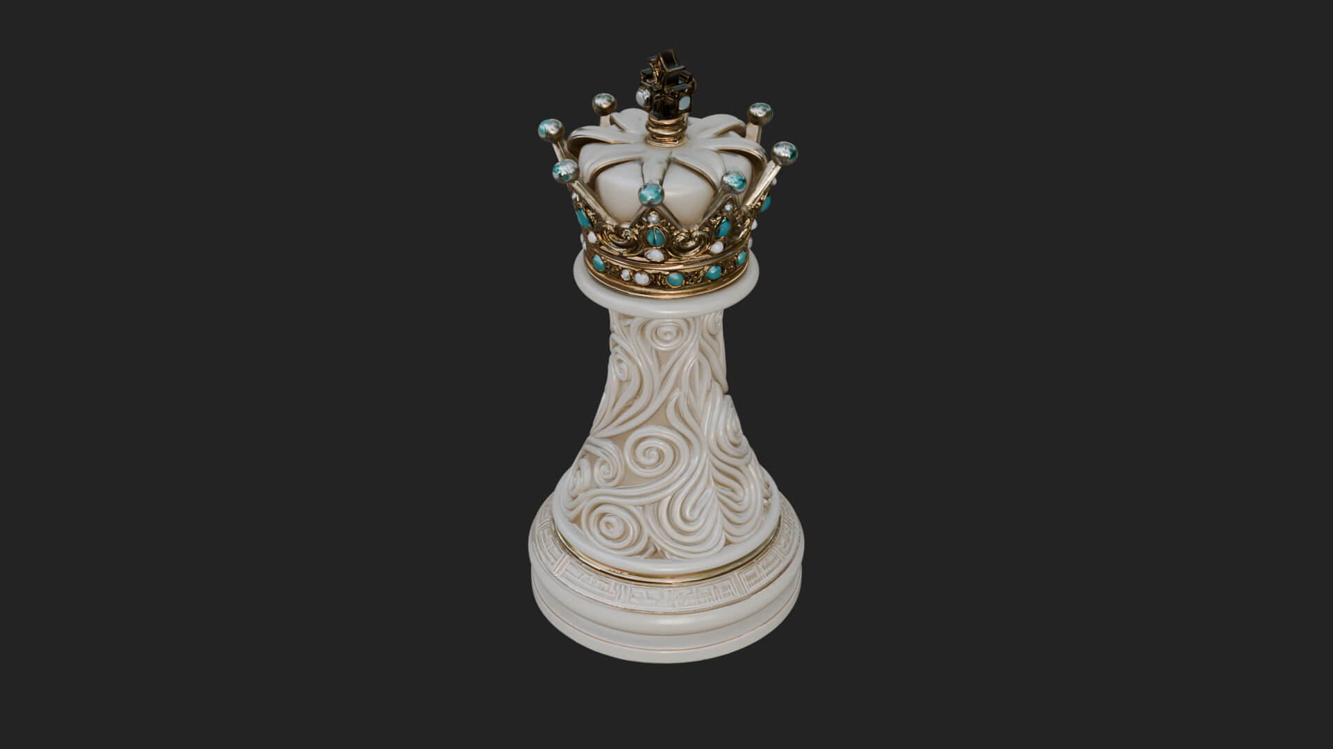 Ornate Chess Piece Statue Design 119 3D Print Model 3D Model