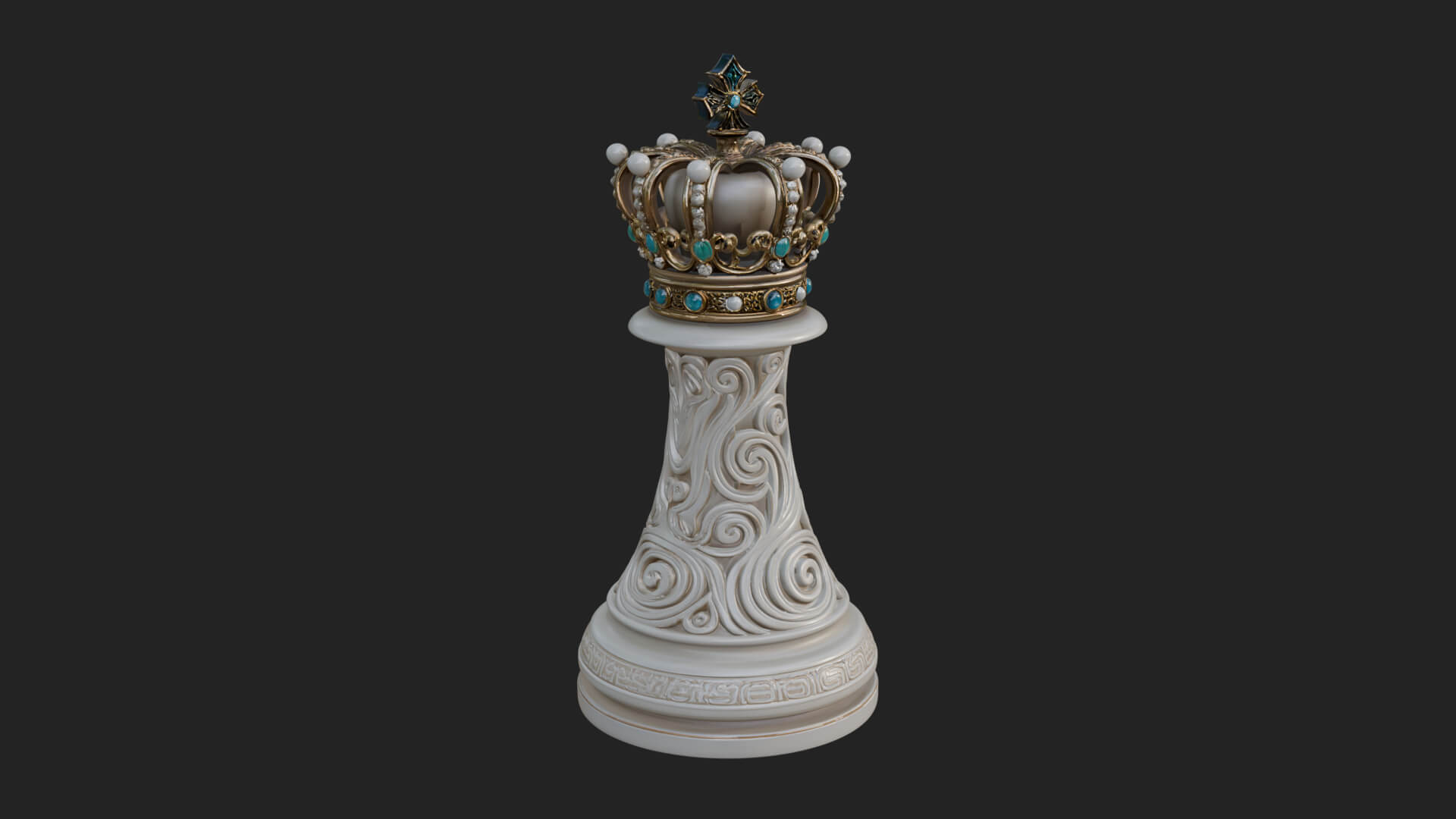 Ornate Chess Piece Statue Design 121 3D Print Model 3D Model