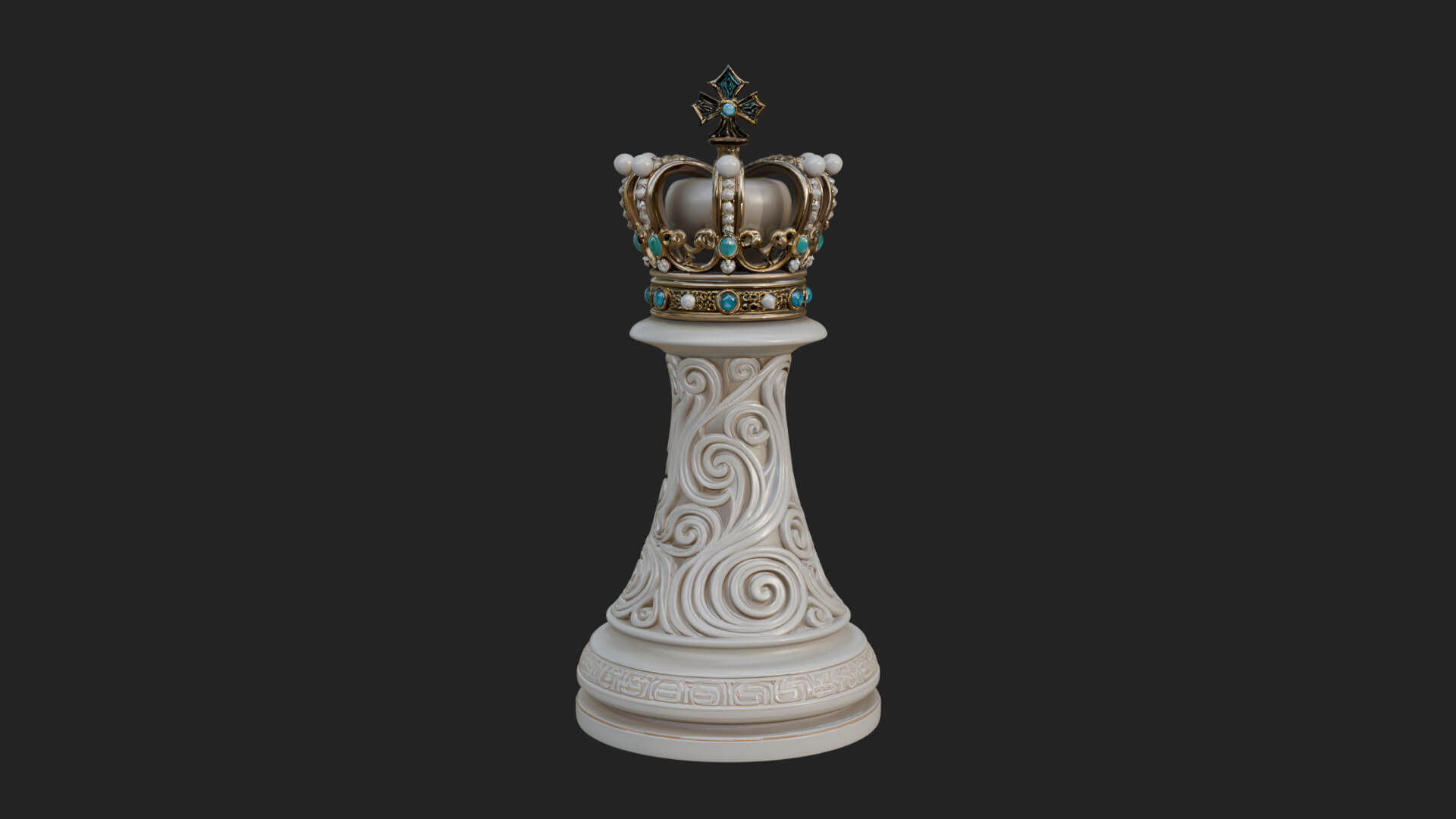 Ornate Chess Piece Statue Design 121 3D Print Model 3D Model