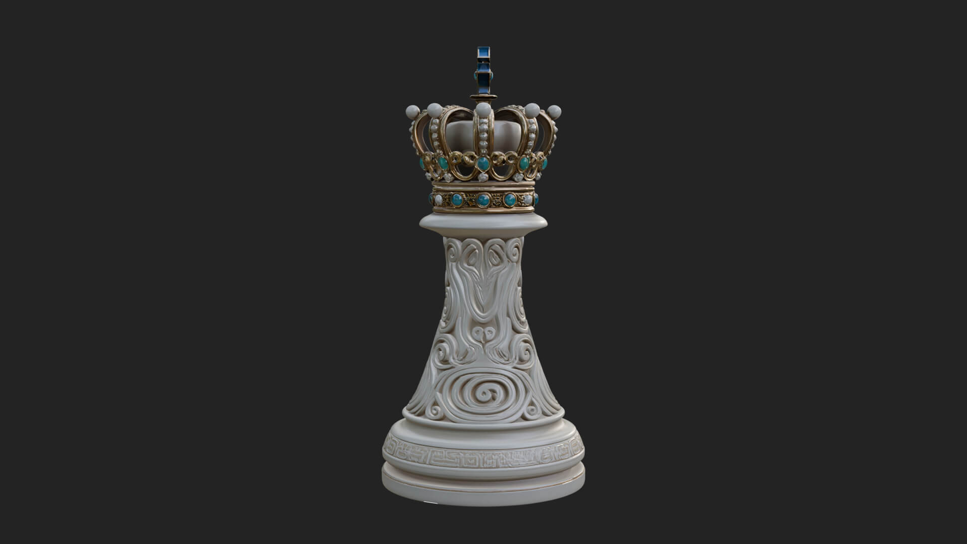Ornate Chess Piece Statue Design 121 3D Print Model 3D Model