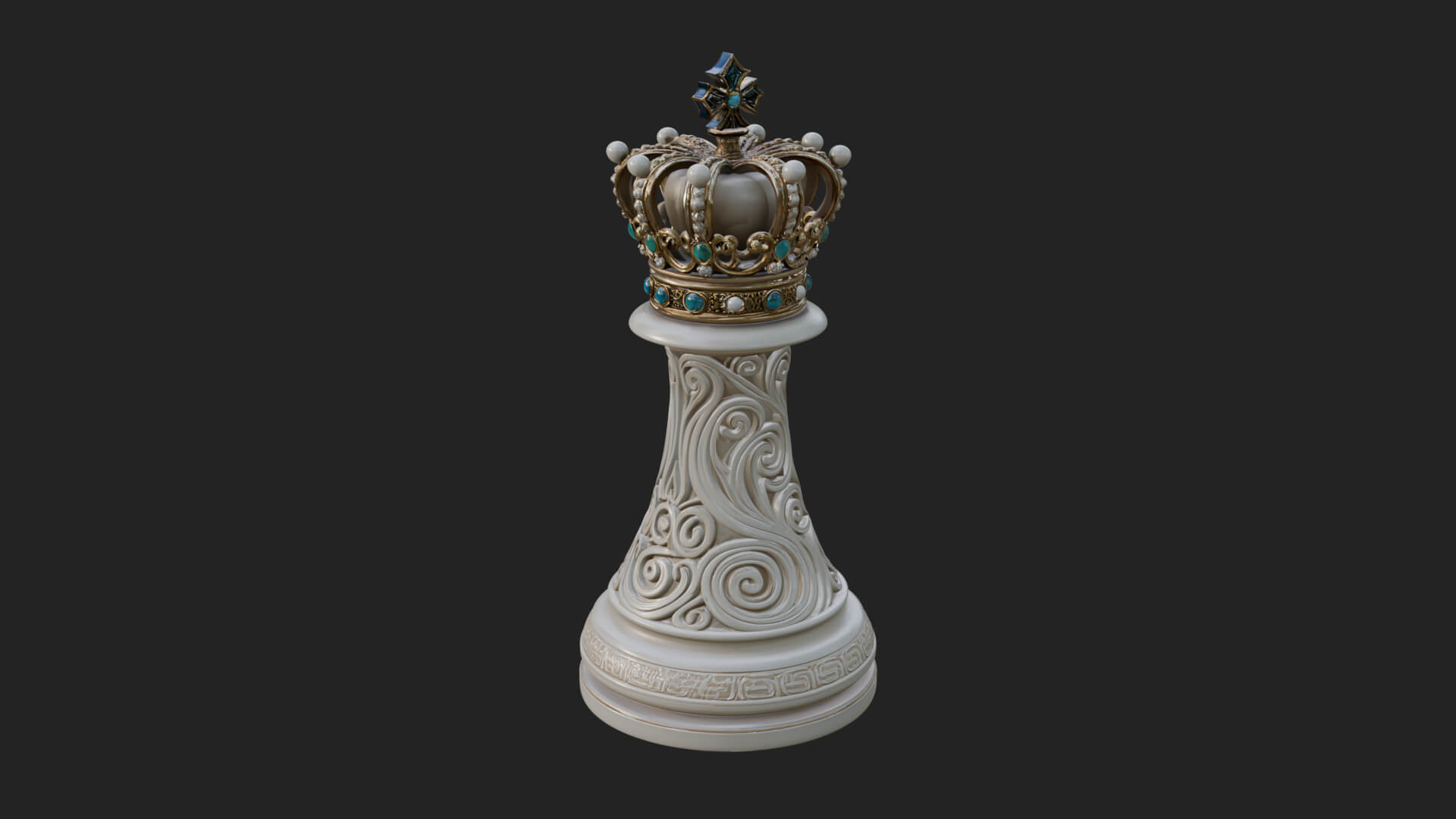 Ornate Chess Piece Statue Design 121 3D Print Model 3D Model