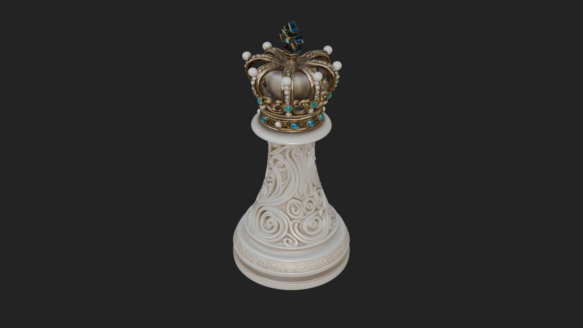 Ornate Chess Piece Statue Design 121 3D Print Model 3D Model