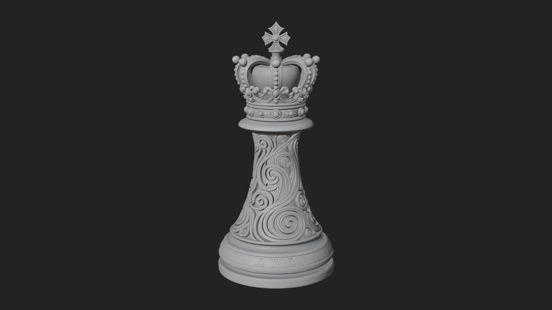 Ornate Chess Piece Statue Design 121 3D Print Model 3D Model