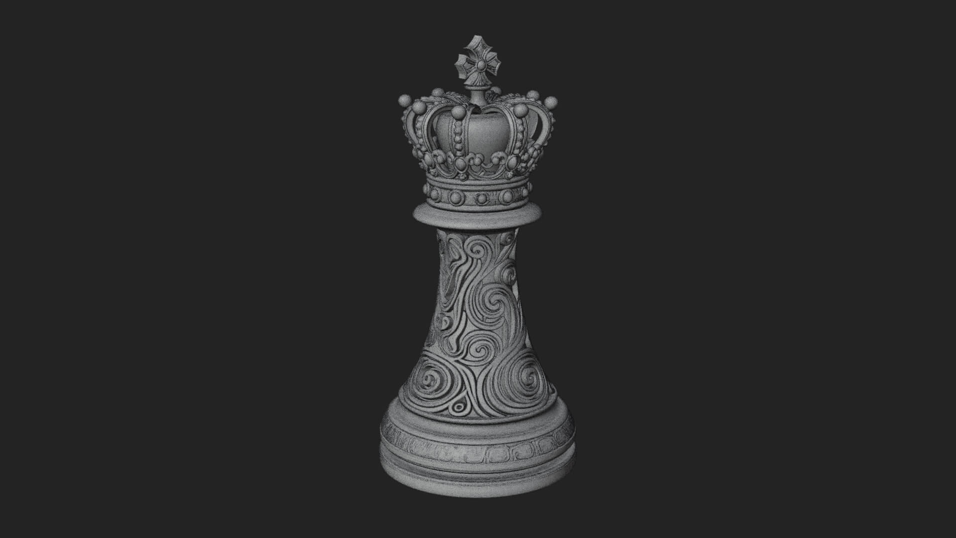 Ornate Chess Piece Statue Design 121 3D Print Model 3D Model