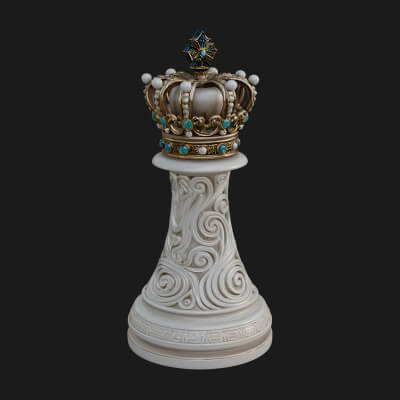 Ornate Chess Piece Statue Design 121 3D Print Model