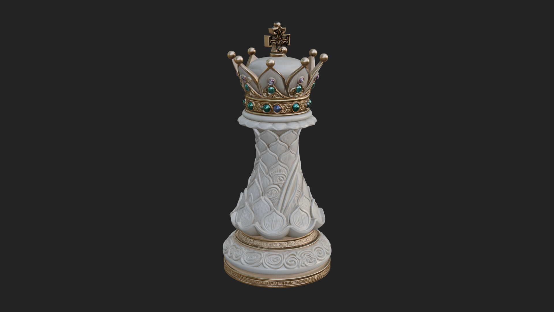 Ornate Chess Piece Statue Design 122 3D Print Model 3D Model