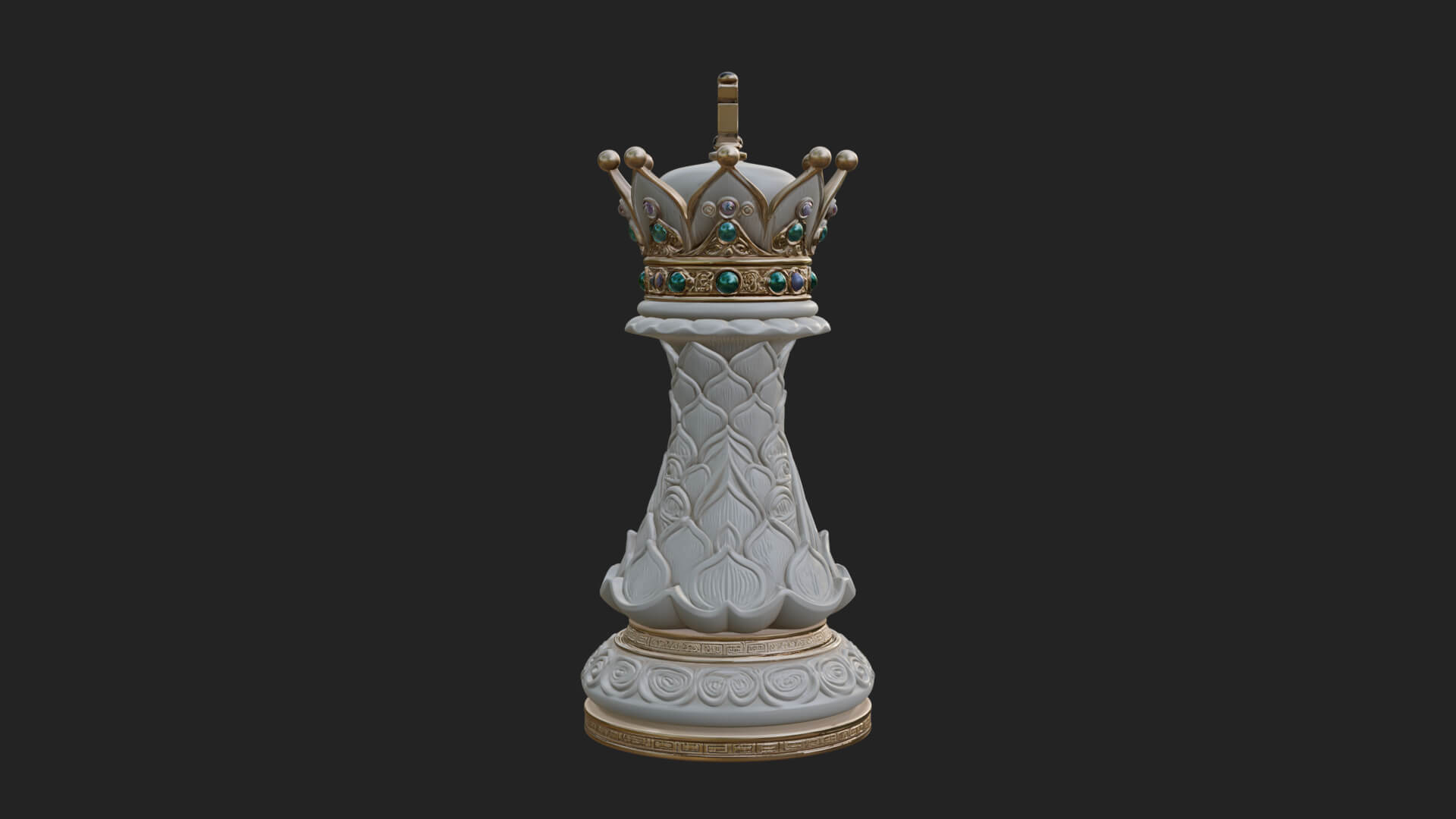 Ornate Chess Piece Statue Design 122 3D Print Model 3D Model