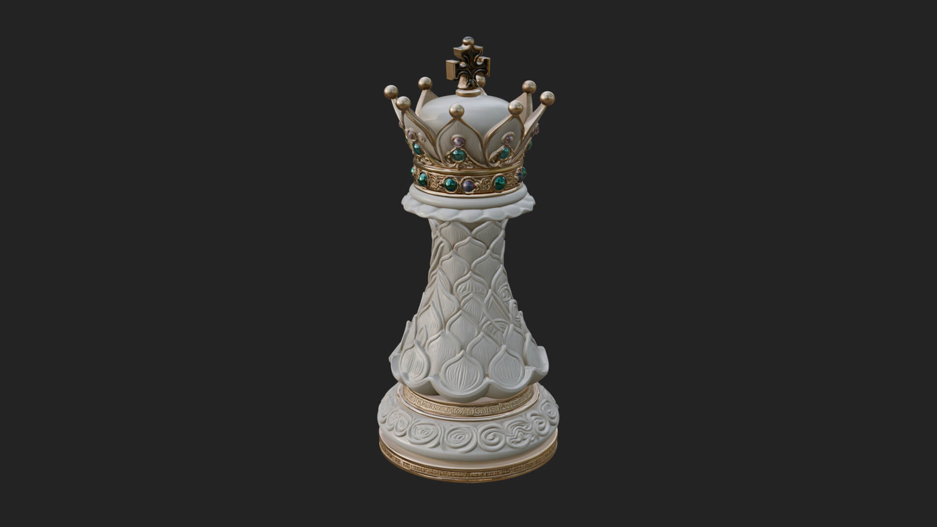 Ornate Chess Piece Statue Design 122 3D Print Model 3D Model