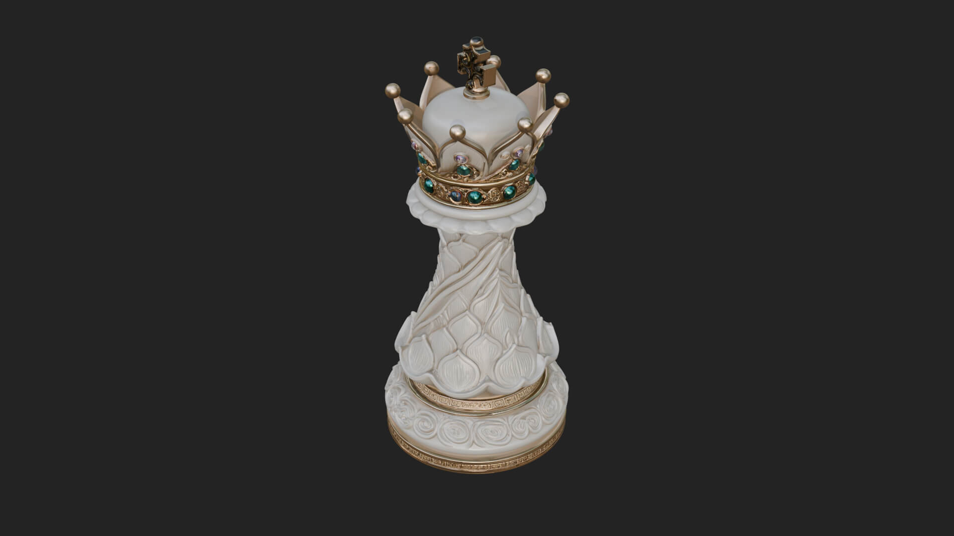 Ornate Chess Piece Statue Design 122 3D Print Model 3D Model