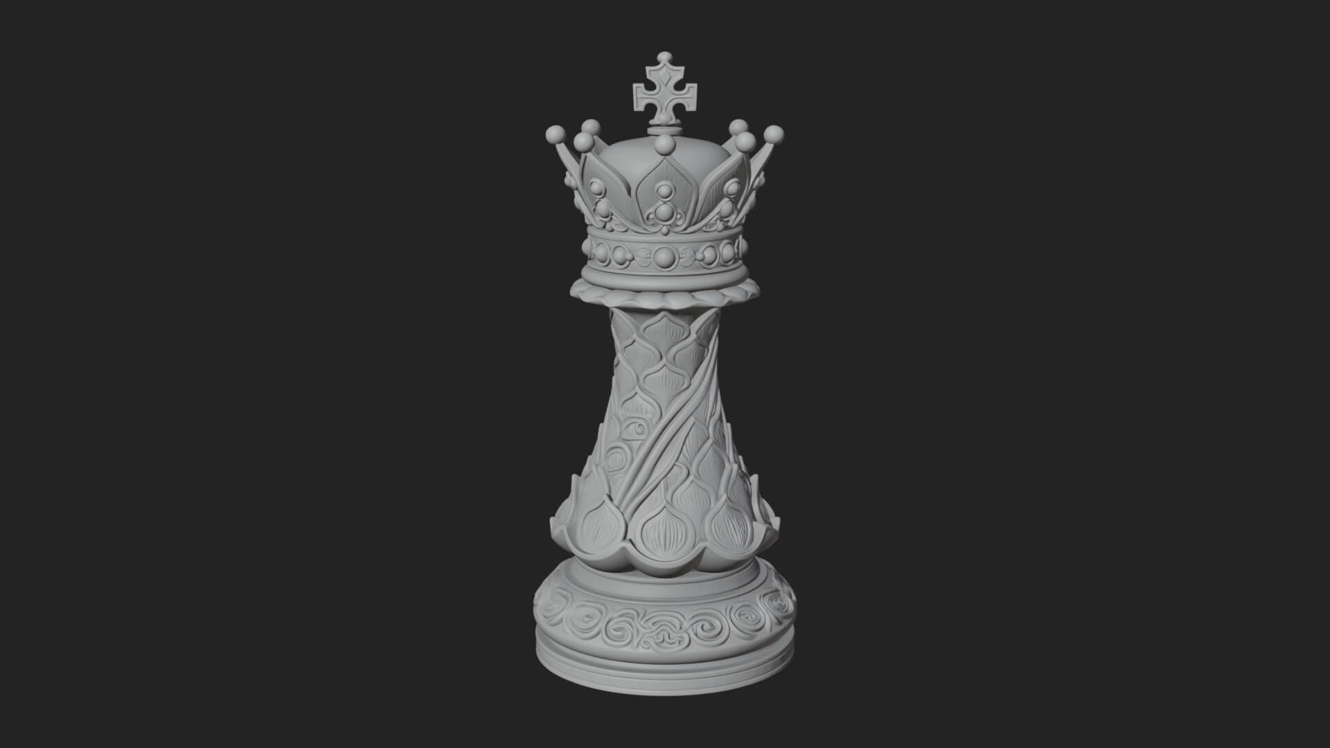 Ornate Chess Piece Statue Design 122 3D Print Model 3D Model