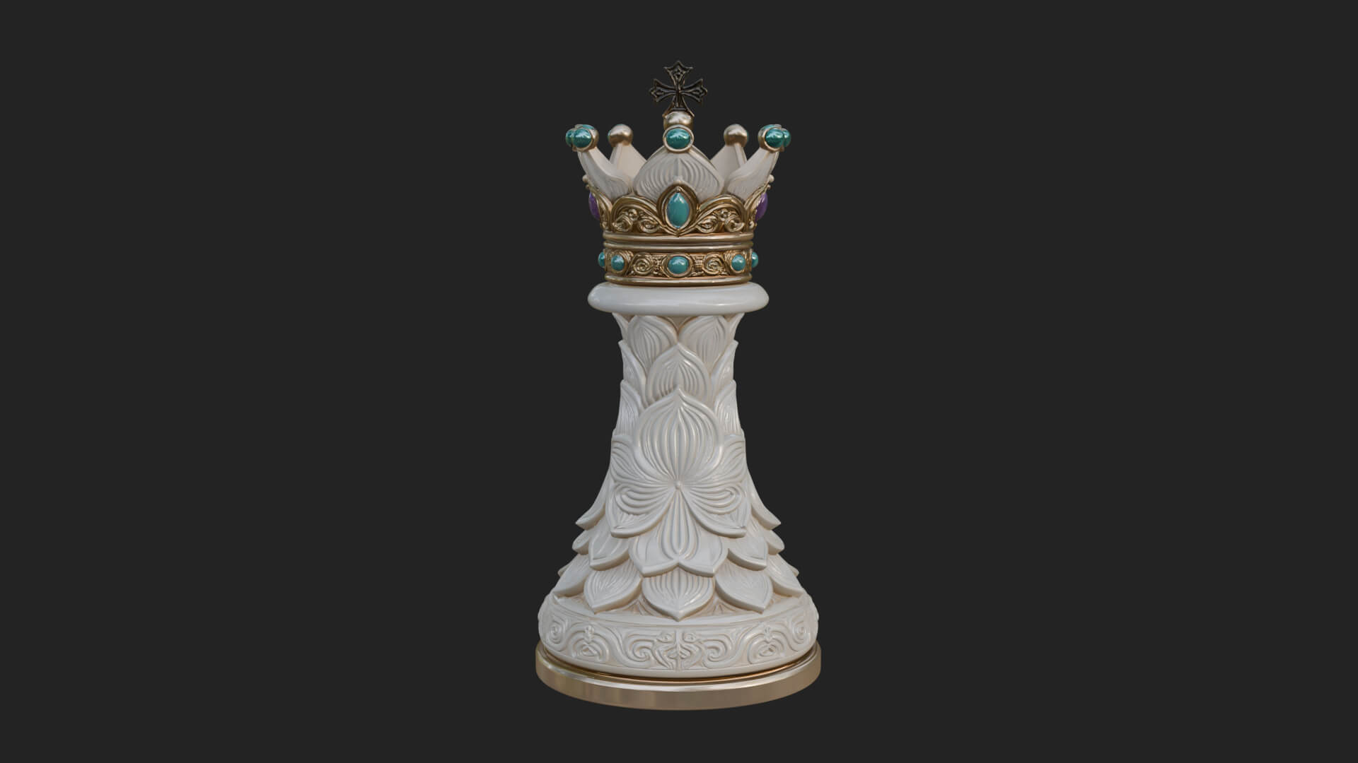 Ornate Chess Piece Statue Design 123 3D Print Model 3D Model