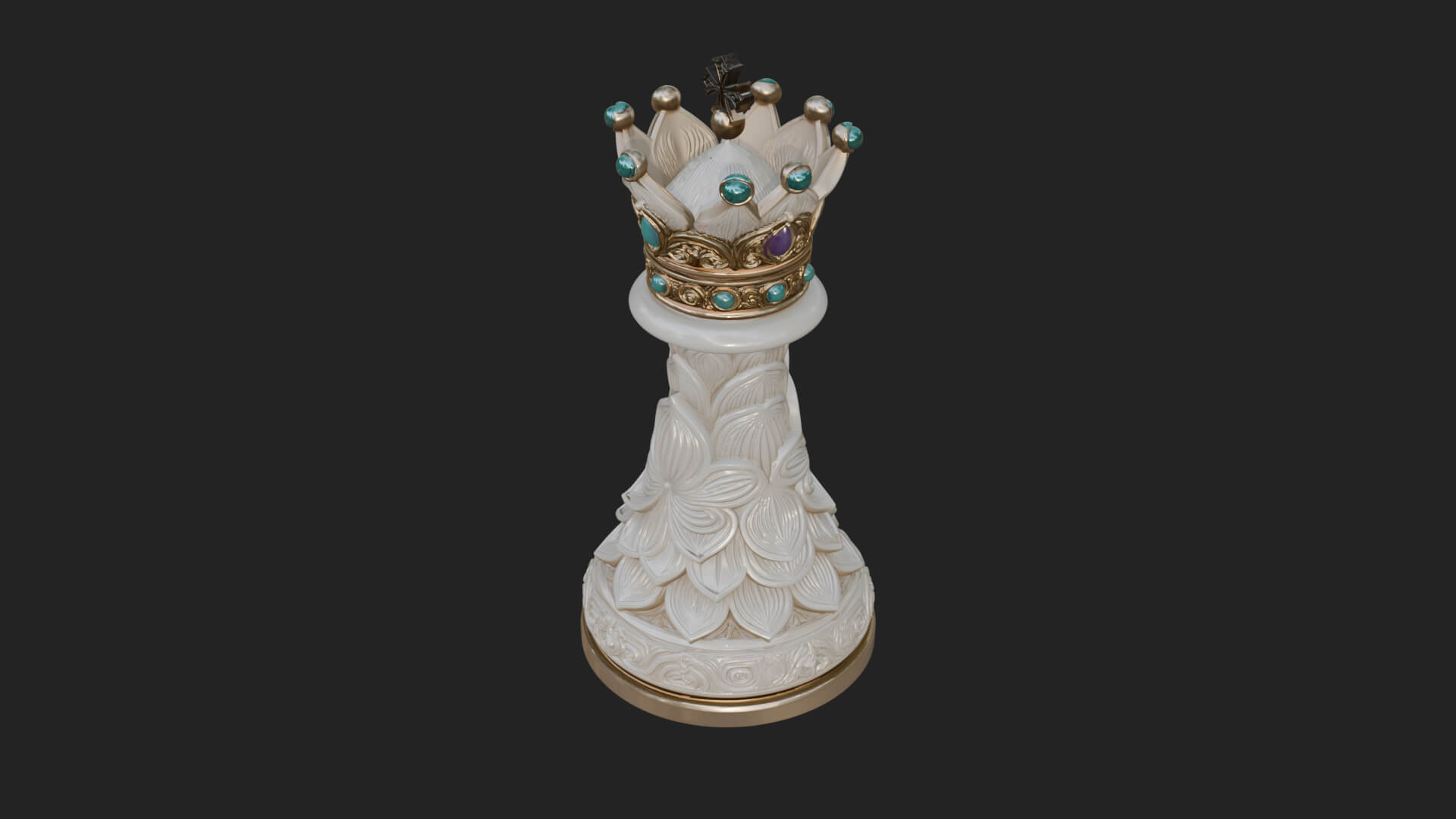Ornate Chess Piece Statue Design 123 3D Print Model 3D Model