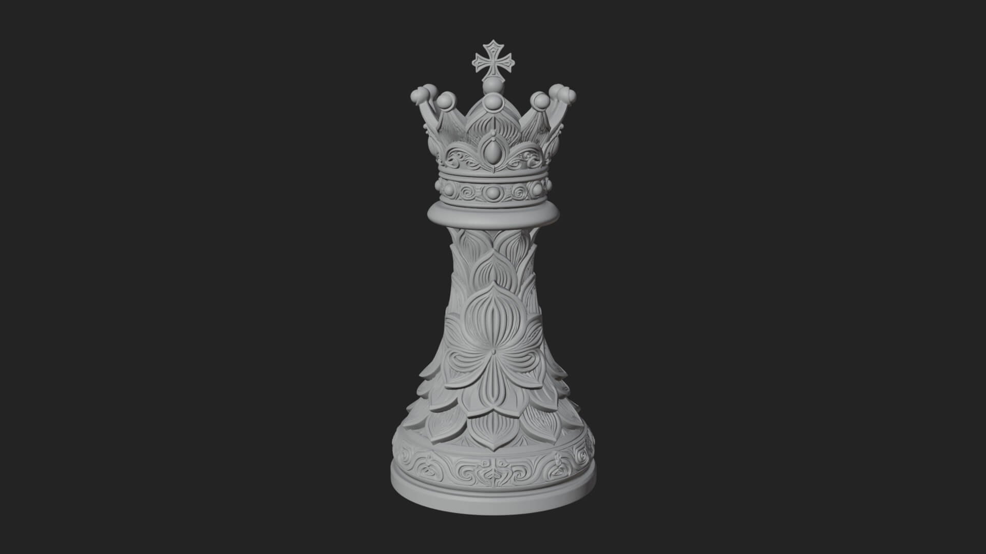 Ornate Chess Piece Statue Design 123 3D Print Model 3D Model