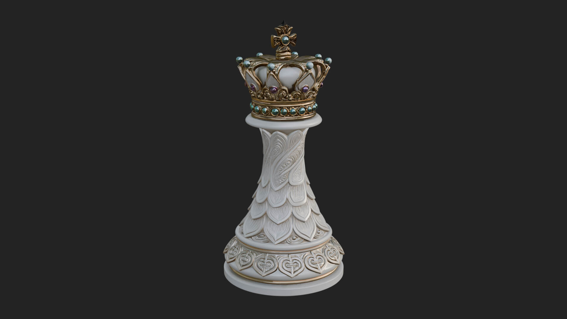 Ornate Chess Piece Statue Design 124 3D Print Model 3D Model