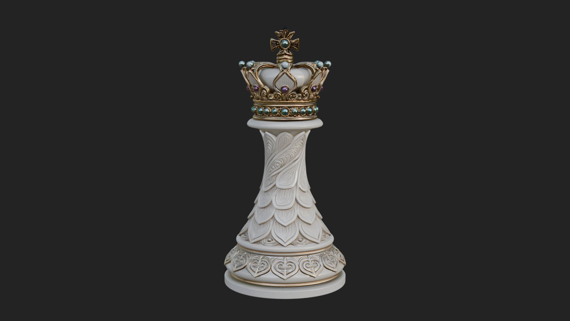 Ornate Chess Piece Statue Design 124 3D Print Model 3D Model