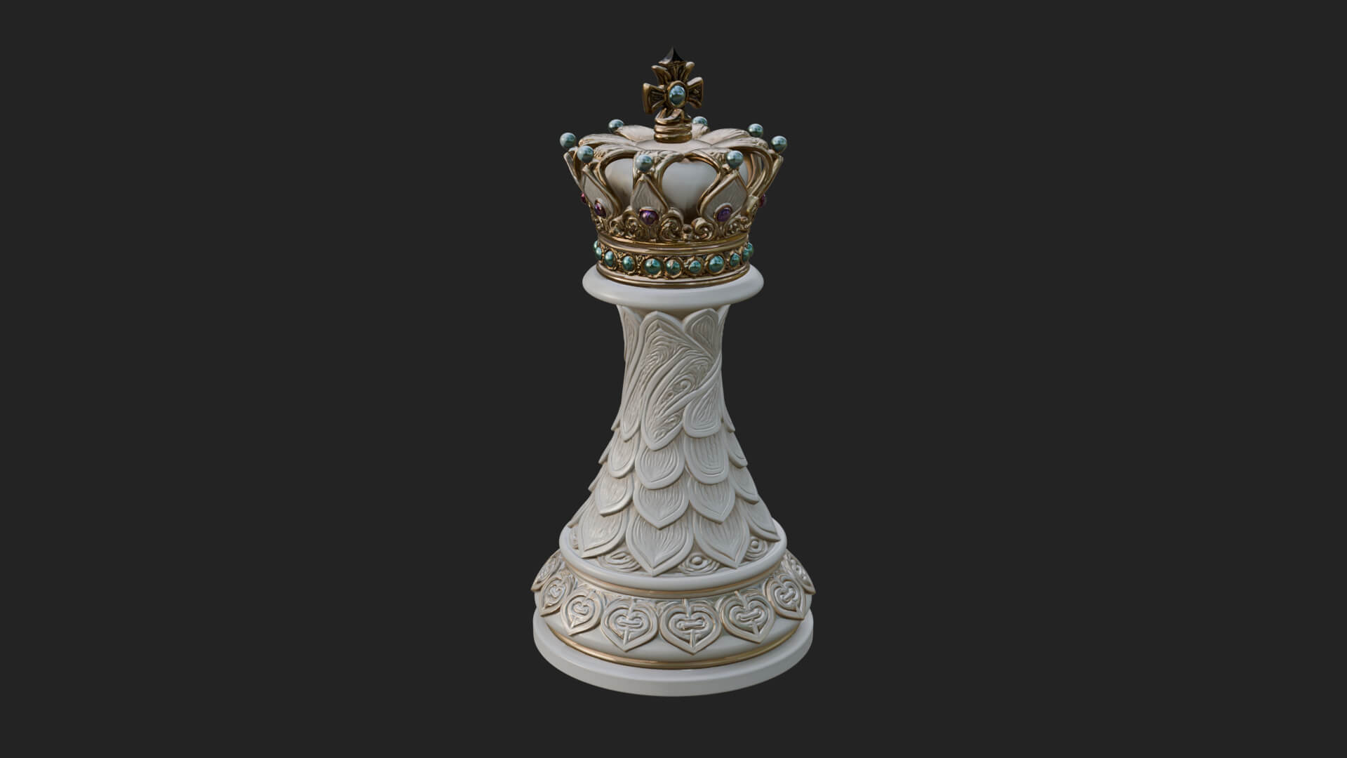Ornate Chess Piece Statue Design 124 3D Print Model 3D Model