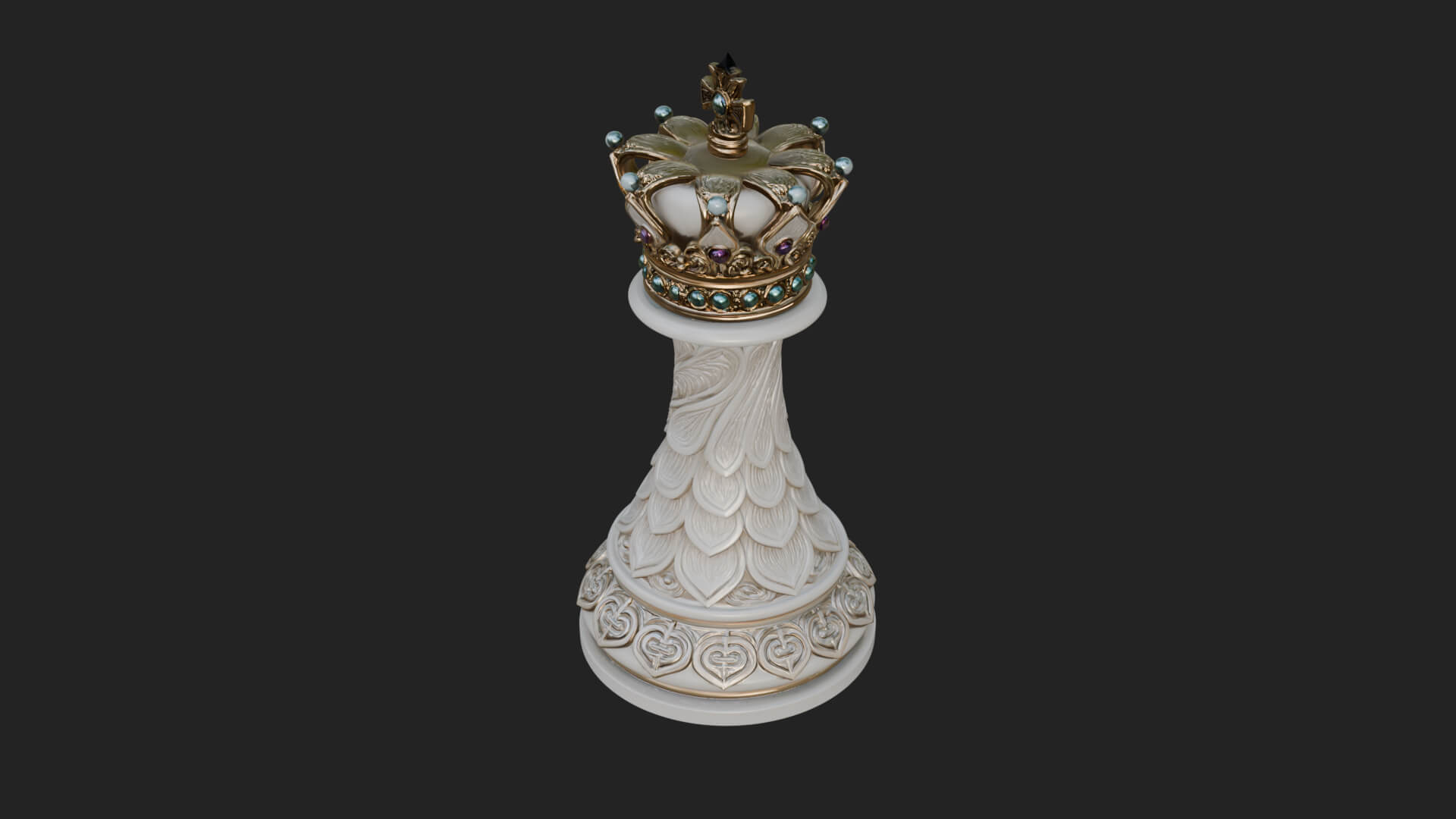 Ornate Chess Piece Statue Design 124 3D Print Model 3D Model