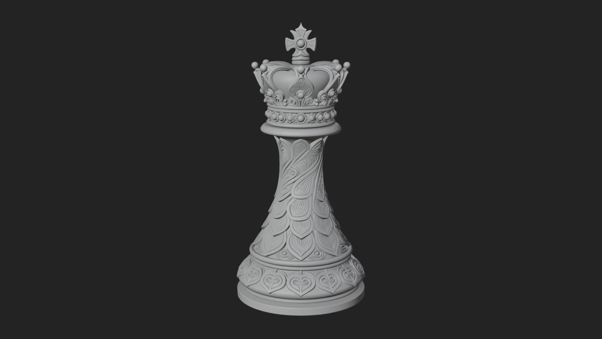 Ornate Chess Piece Statue Design 124 3D Print Model 3D Model