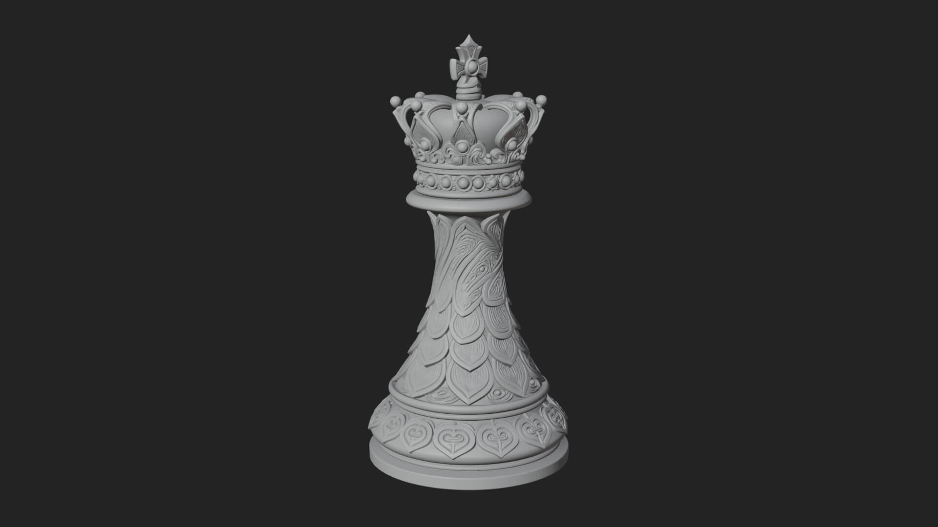 Ornate Chess Piece Statue Design 124 3D Print Model 3D Model