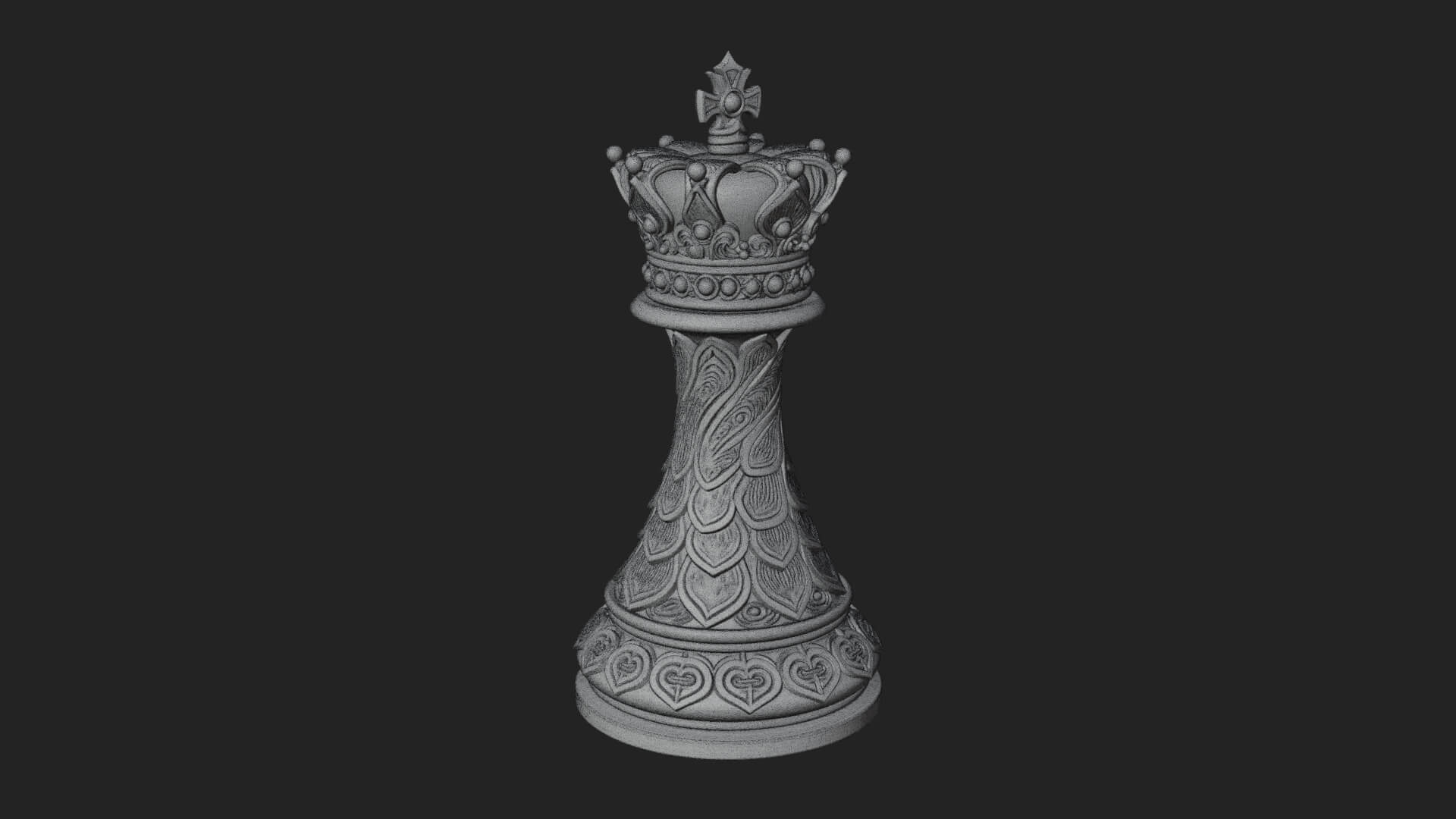 Ornate Chess Piece Statue Design 124 3D Print Model 3D Model