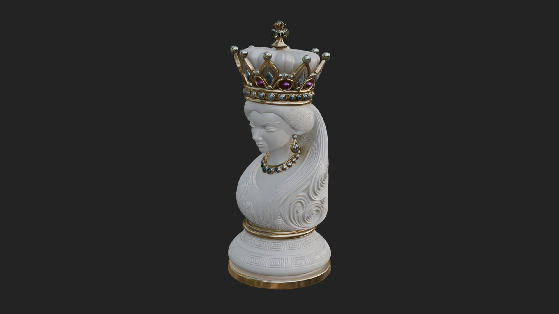 Ornate Chess Piece Statue Design 126 3D Print Model 3D Model