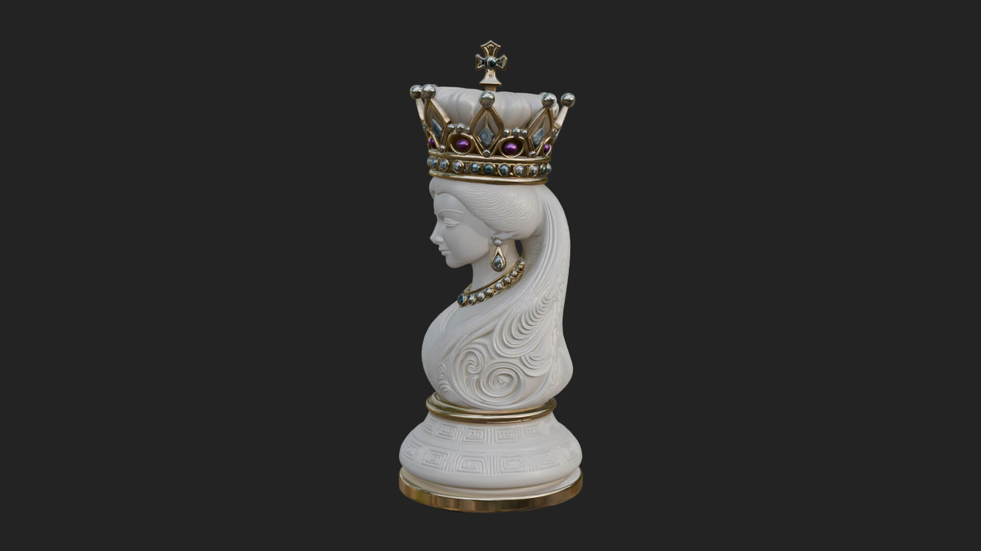 Ornate Chess Piece Statue Design 126 3D Print Model 3D Model