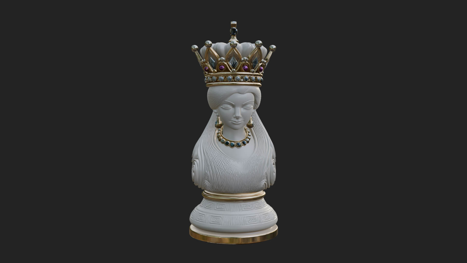 Ornate Chess Piece Statue Design 126 3D Print Model 3D Model