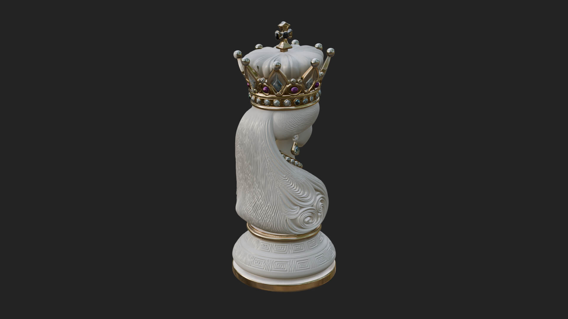 Ornate Chess Piece Statue Design 126 3D Print Model 3D Model