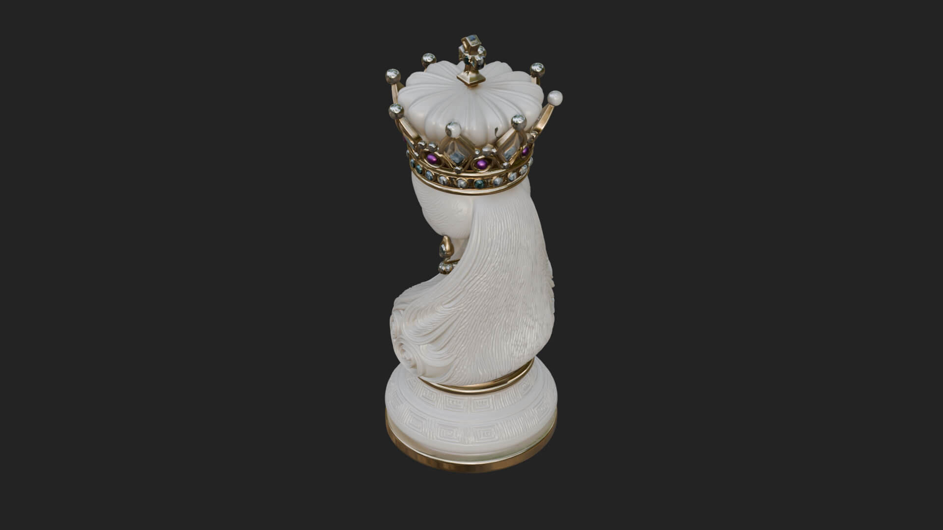 Ornate Chess Piece Statue Design 126 3D Print Model 3D Model