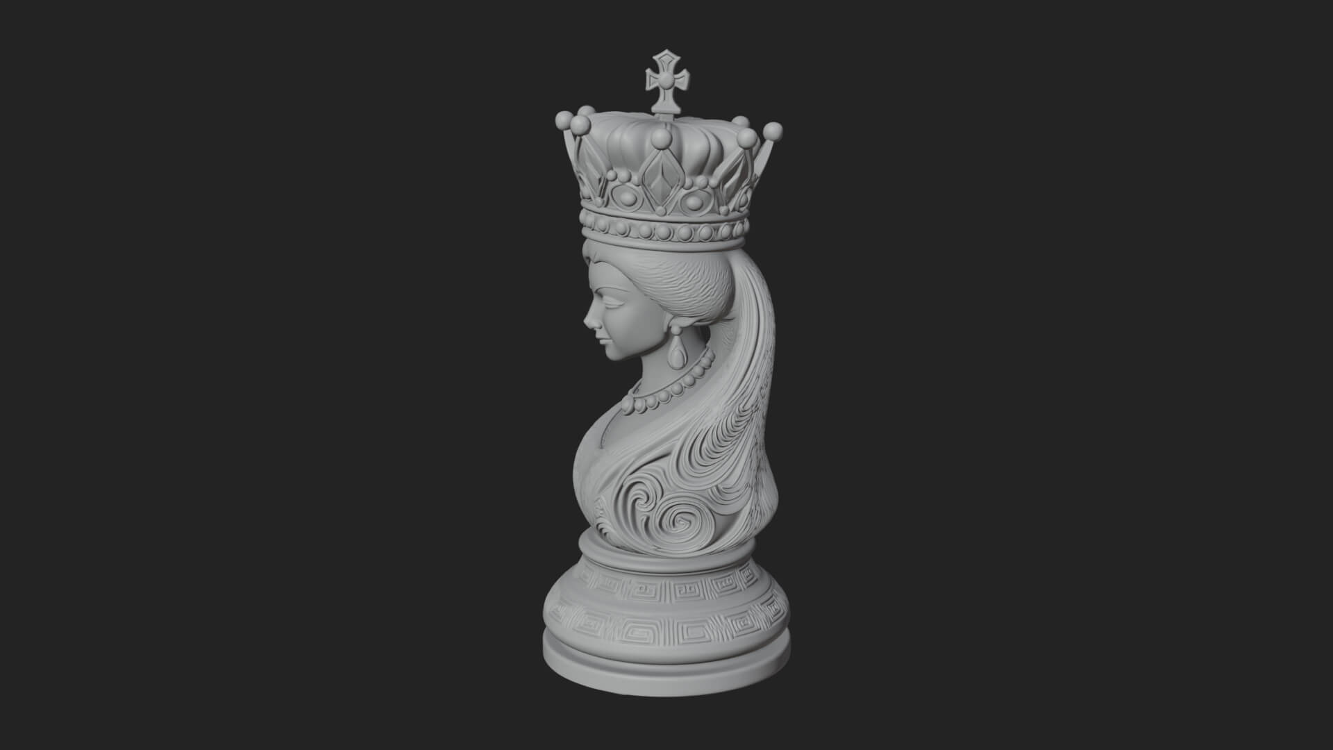 Ornate Chess Piece Statue Design 126 3D Print Model 3D Model
