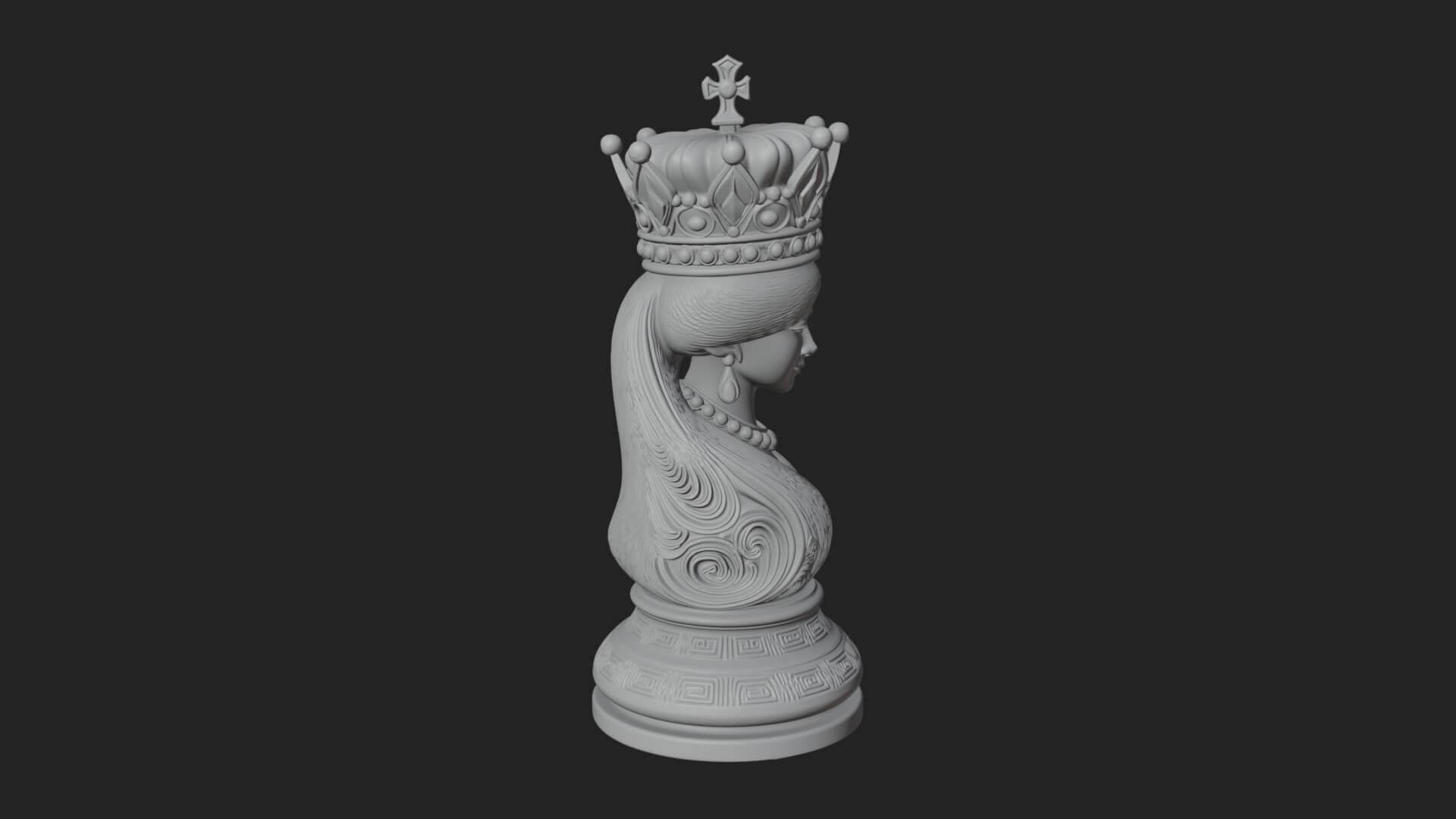 Ornate Chess Piece Statue Design 126 3D Print Model 3D Model