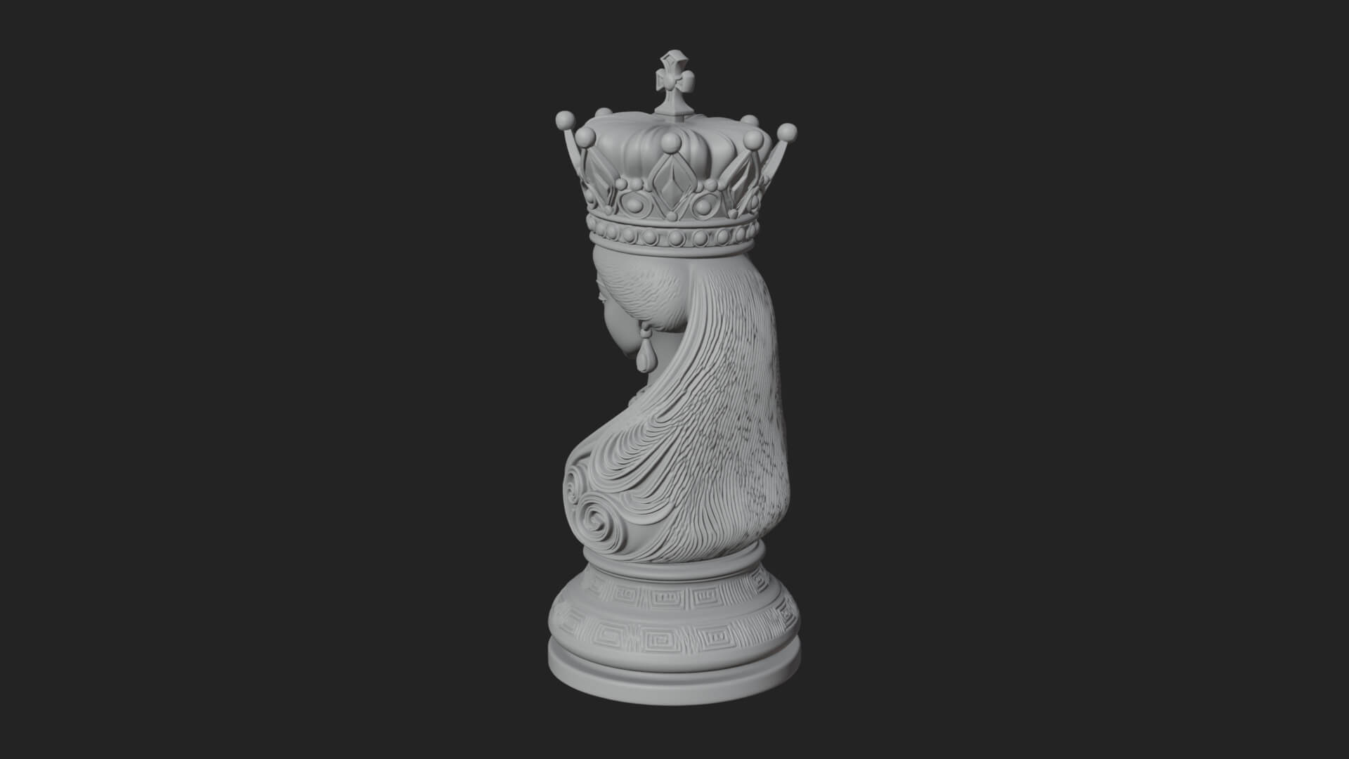 Ornate Chess Piece Statue Design 126 3D Print Model 3D Model