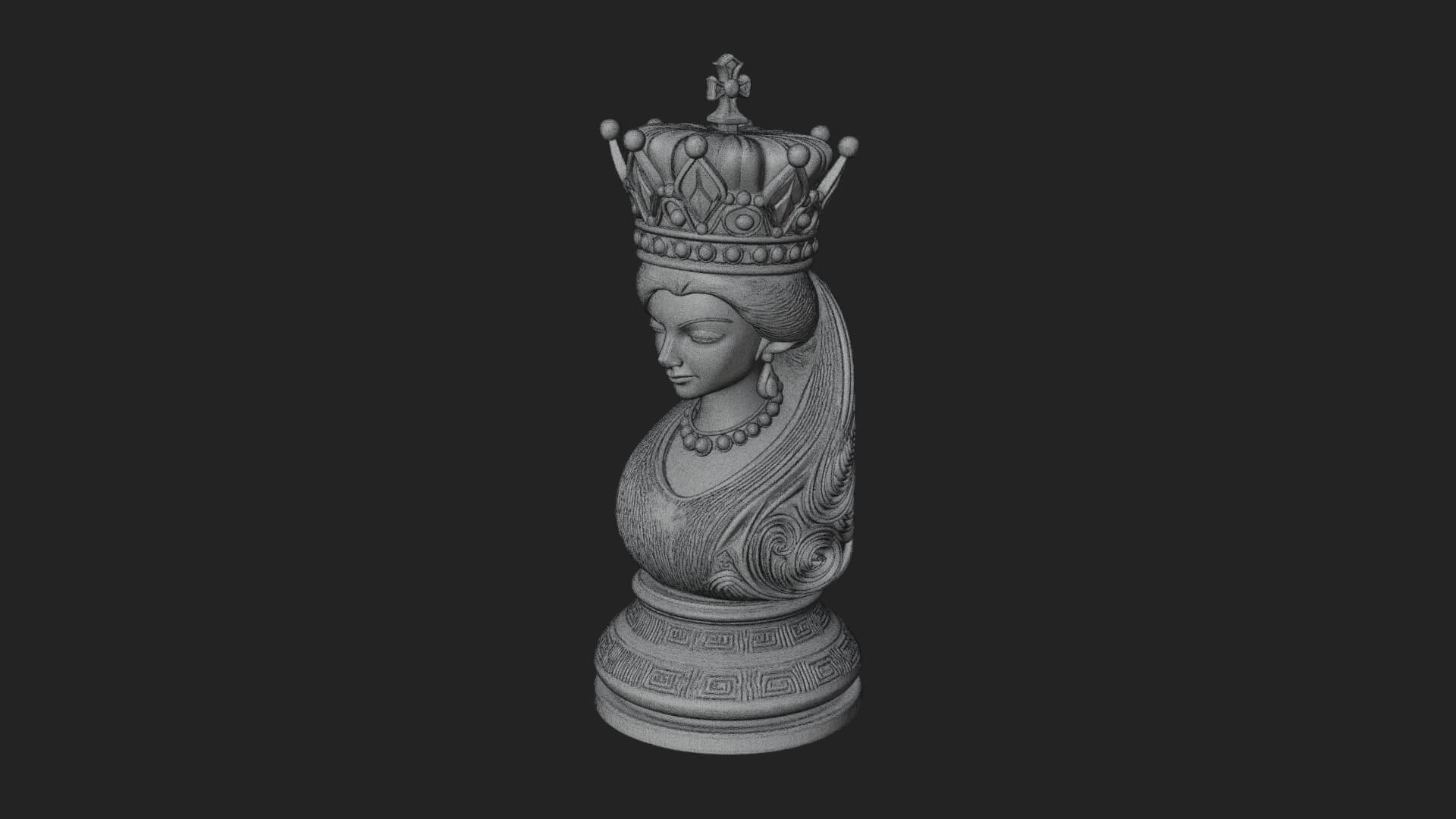 Ornate Chess Piece Statue Design 126 3D Print Model 3D Model