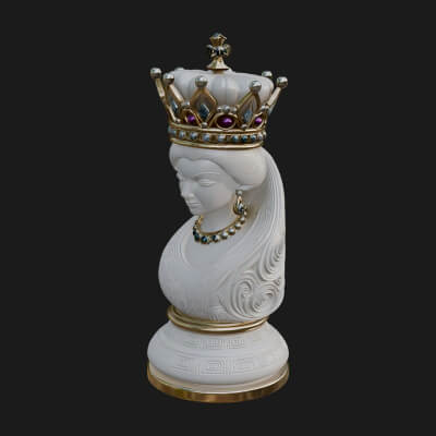 Ornate Chess Piece Statue Design 126 3D Print Model